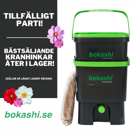 Startkit svart/grön - 2 st bokashihinkar med kran + 1 kg strö i gruppen Bokashi  hos bokashi.se (211-102)