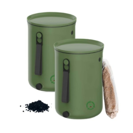 Startkit - Bokashi 2.0 olivgrön - 2 st designade hinkar för köksbänken + 1 kg strö i gruppen Bokashi  hos bokashi.se (211-103)