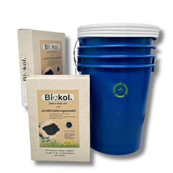 Extrahinkar till Bokashi och biokol - 4 st svenska hinkar + 6 liter svensk biokol i gruppen Bokashi  hos bokashi.se (211-214)