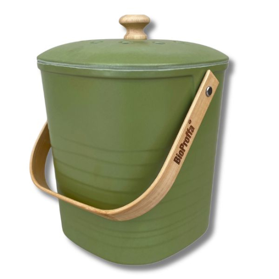 Bambuhink Olivgrön 3,8l - för matuppsamling i gruppen Matuppsamlingshink hos bokashi.se (411-105)