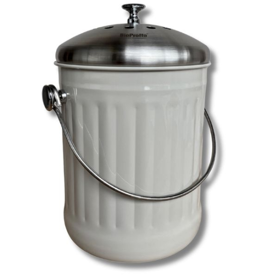 Stålhink Pärlgrå räfflad 5l - för matuppsamling i gruppen Matuppsamlingshink hos bokashi.se (411-106)