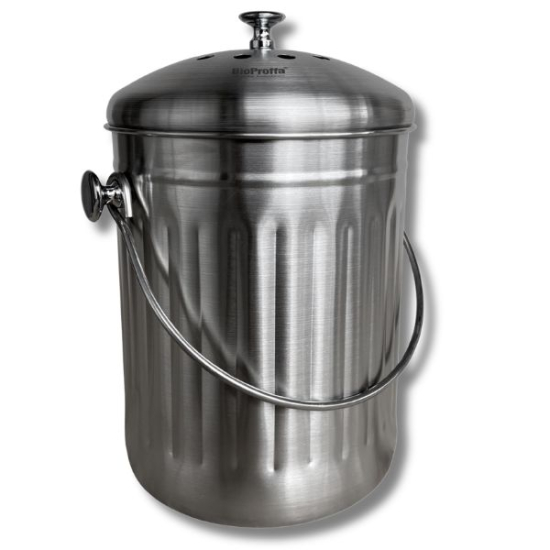 Stålhink Rostfritt Stål räfflad 5l med kolfilter - för matuppsamling i gruppen Matuppsamlingshink hos bokashi.se (411-108)