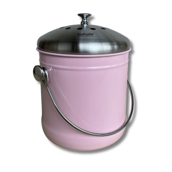 Stålhink Rosa slät 4l med kolfilter - för matuppsamling i gruppen Matuppsamlingshink hos bokashi.se (411-120)