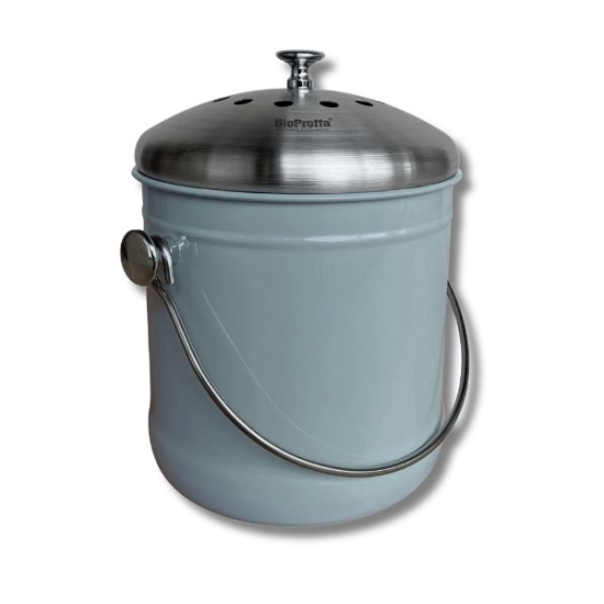 Stålhink Denimblå slät 4l med kolfilter - för matuppsamling i gruppen Matuppsamlingshink hos bokashi.se (411-122)