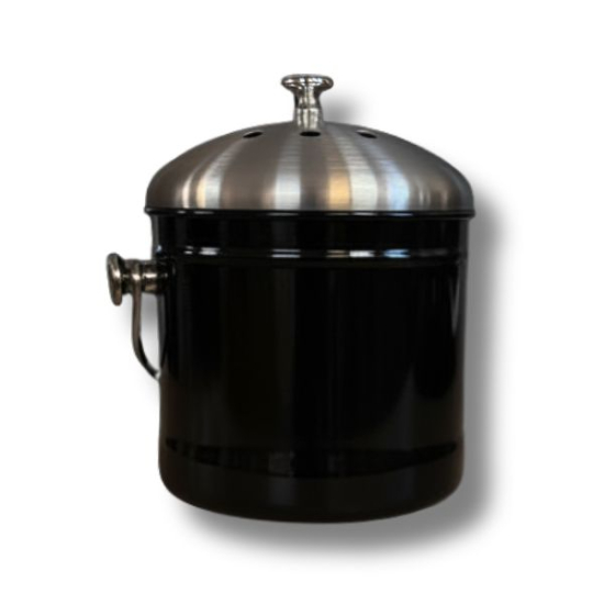 Stålhink Svart slät 2,5l med kolfilter - för matuppsamling i gruppen Matuppsamlingshink hos bokashi.se (411-125)