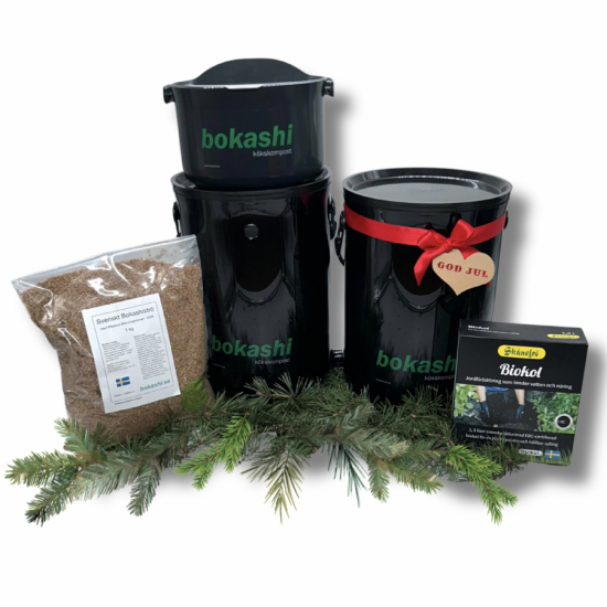 Julklapp Startkit - Bokashi 2.0 Ocean + 1 kg str + Svenskt Biokol + Bokashi Daily svart i gruppen Julklappar hos bokashi.se (900-501)