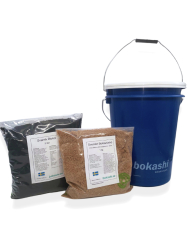 Startkit - Svenska Budgethinken - 2 st hinkar + 1 kg svenskt bokashiströ + 3 liter svensk biokol