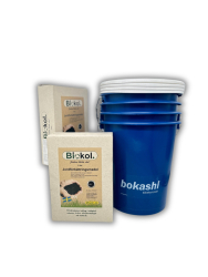 Extrahinkar till Bokashi och biokol - 4 st svenska hinkar + 6 liter svensk biokol