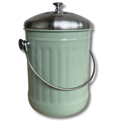 Stålhink Ljusgrön räfflad 5l med kolfilter - för matuppsamling