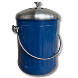 Stålhink Blå räfflad 5l med kolfilter - för matuppsamling