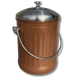 Stålhink Koppar räfflad 5l med kolfilter - för matuppsamling