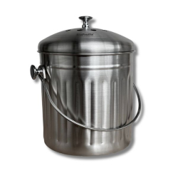 Stålhink Rostfritt Stål räfflad 4l med kolfilter - för matuppsamling