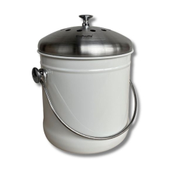 Stålhink Vit slät 4l med kolfilter - för matuppsamling