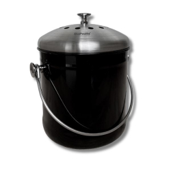 Stålhink Svart slät 4l med kolfilter - för matuppsamling