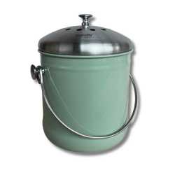 Stålhink Ljusgrön slät 4l med kolfilter - för matuppsamling