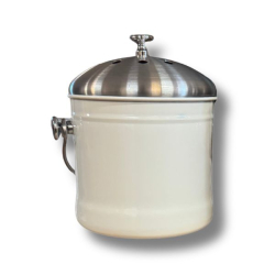 Stålhink Vit slät 2,5l med kolfilter - för matuppsamling