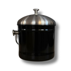 Stålhink Svart slät 2,5l med kolfilter - för matuppsamling