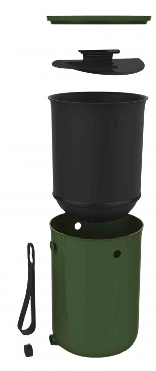 Startkit - Bokashi 2.0 olivgrön - 2 st designade hinkar för köksbänken + 1 kg strö