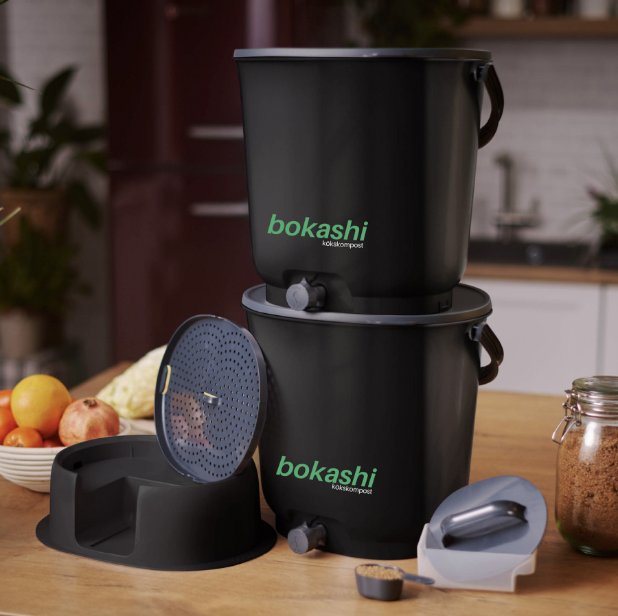 Bokashi Essential svart - 2 kranhinkar med bas + tillbehör (ej strö)