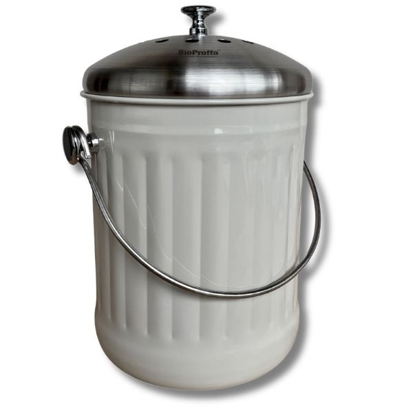 Stålhink Pärlgrå räfflad 5l - för matuppsamling