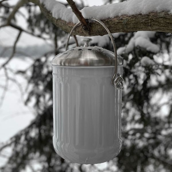 Stålhink Pärlgrå räfflad 5l - för matuppsamling