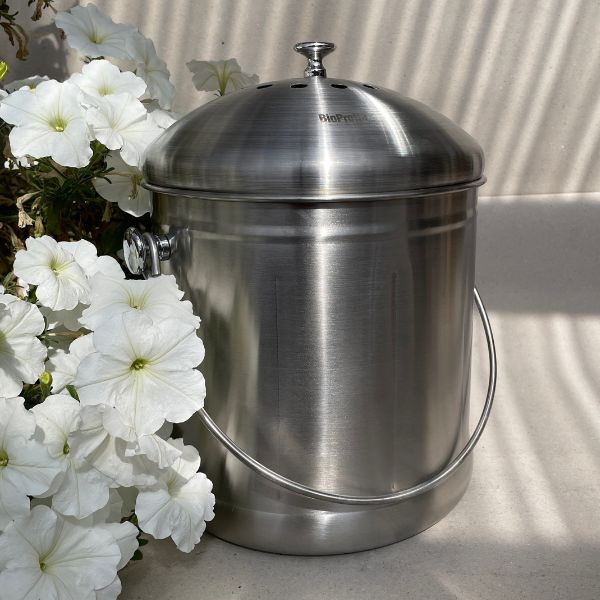 Stålhink Rostfritt Stål 7,5l med kolfilter - för matuppsamling