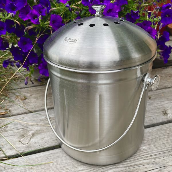 Stålhink Rostfritt Stål 7,5l med kolfilter - för matuppsamling