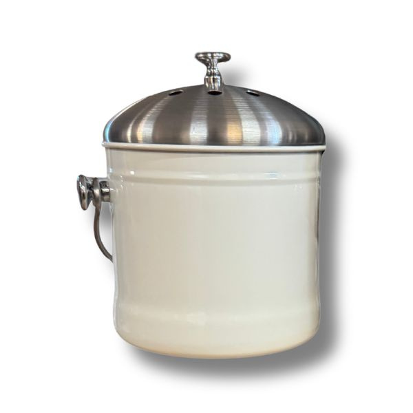 Stålhink Vit slät 2,5l med kolfilter - för matuppsamling